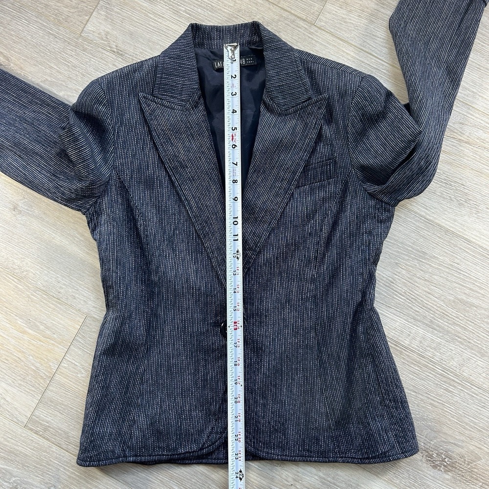 Lafayette 148 Women's Size 4 100% Virgin Wool Blazer Blue Silver Metallic Office - Picture 11 of 13